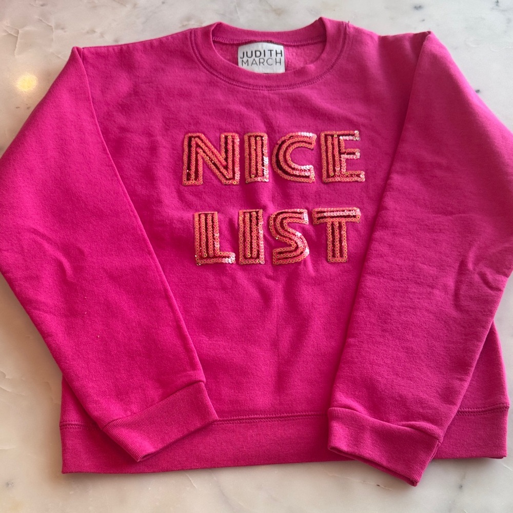 Judith March Hot Pink 'Nice List' Sequin Applique Sweatshirt